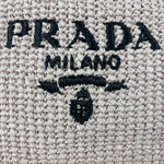 Prada Pink Raffia Woven Crochet Logo Tote Bag