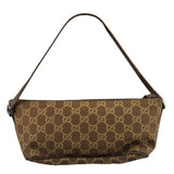 Gucci Brown Leather Trim GG Boat Pochette