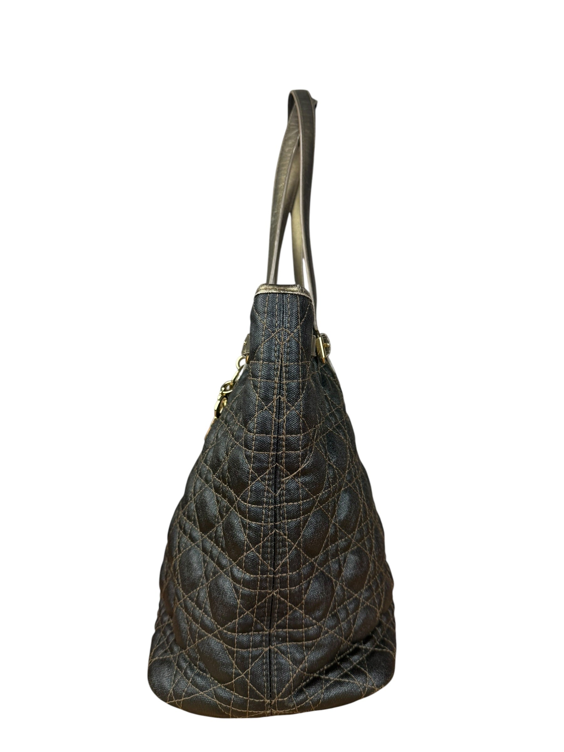 Christian Dior Cannage Quilted Panarea Tote Bag Black