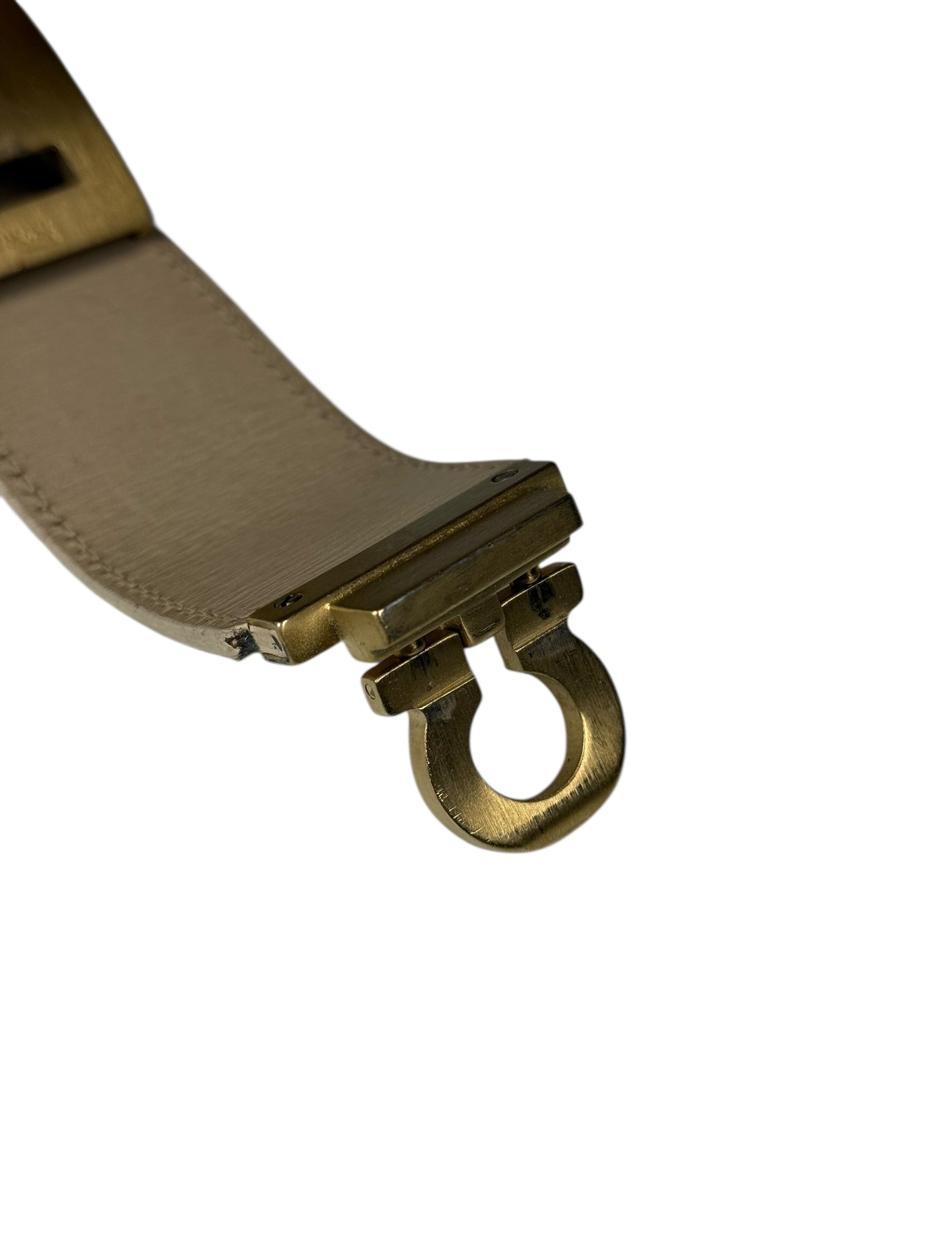 Ferragamo Gancini Wide Leather Cuff Bracelet