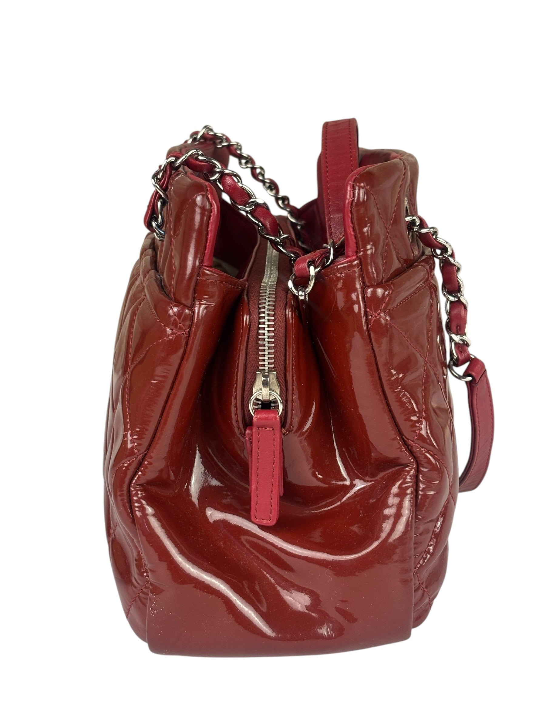 Chanel Red Patent Leather Chain Shoulder Bag 2012