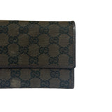 Gucci Brown Leather Trim GG TriFold Long Wallet