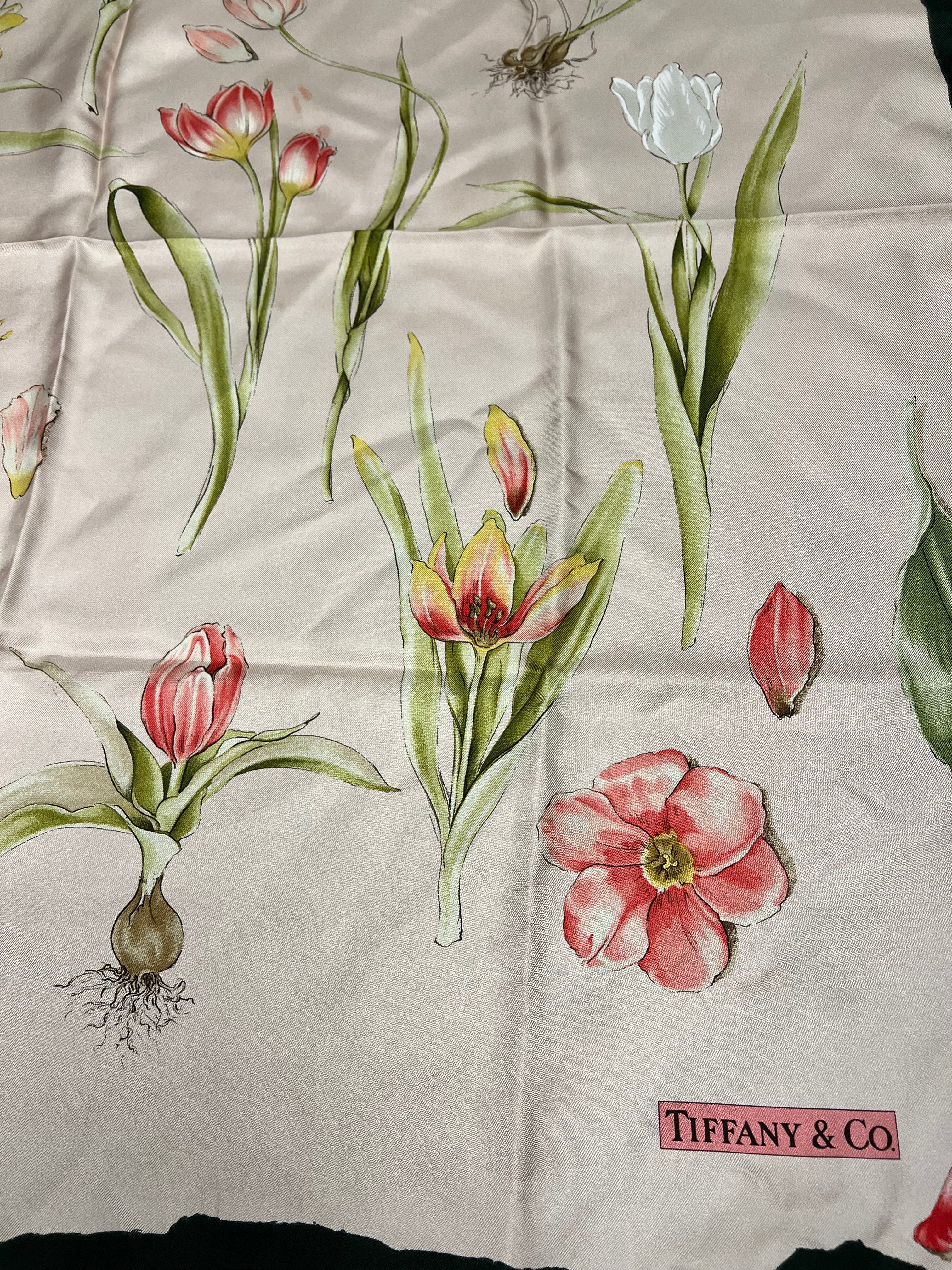 Tiffany & Co. Pink Rose Petal Silk Scarf