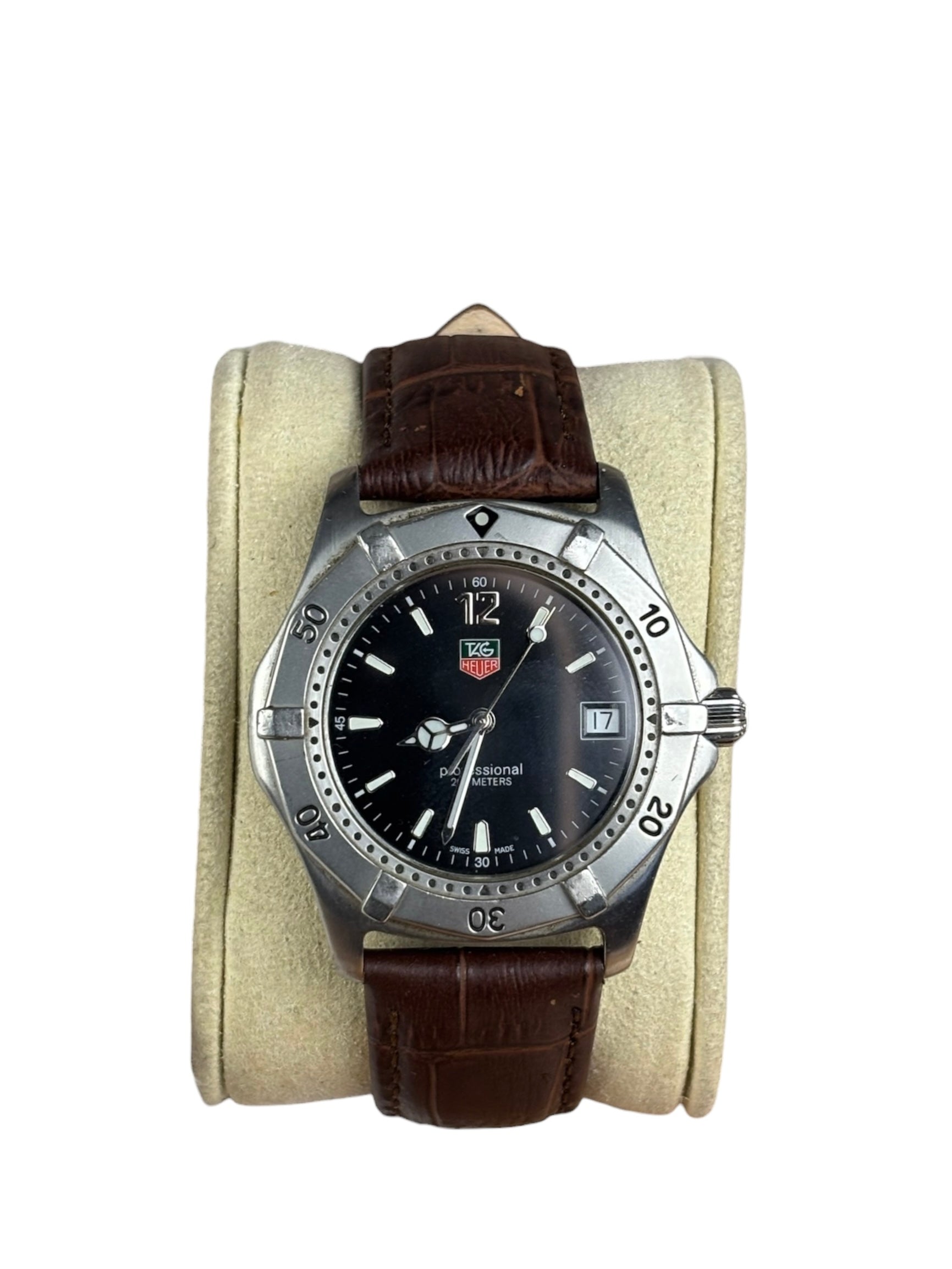 Tag Heuer Professional  Black Dial Brown Leather Strap
