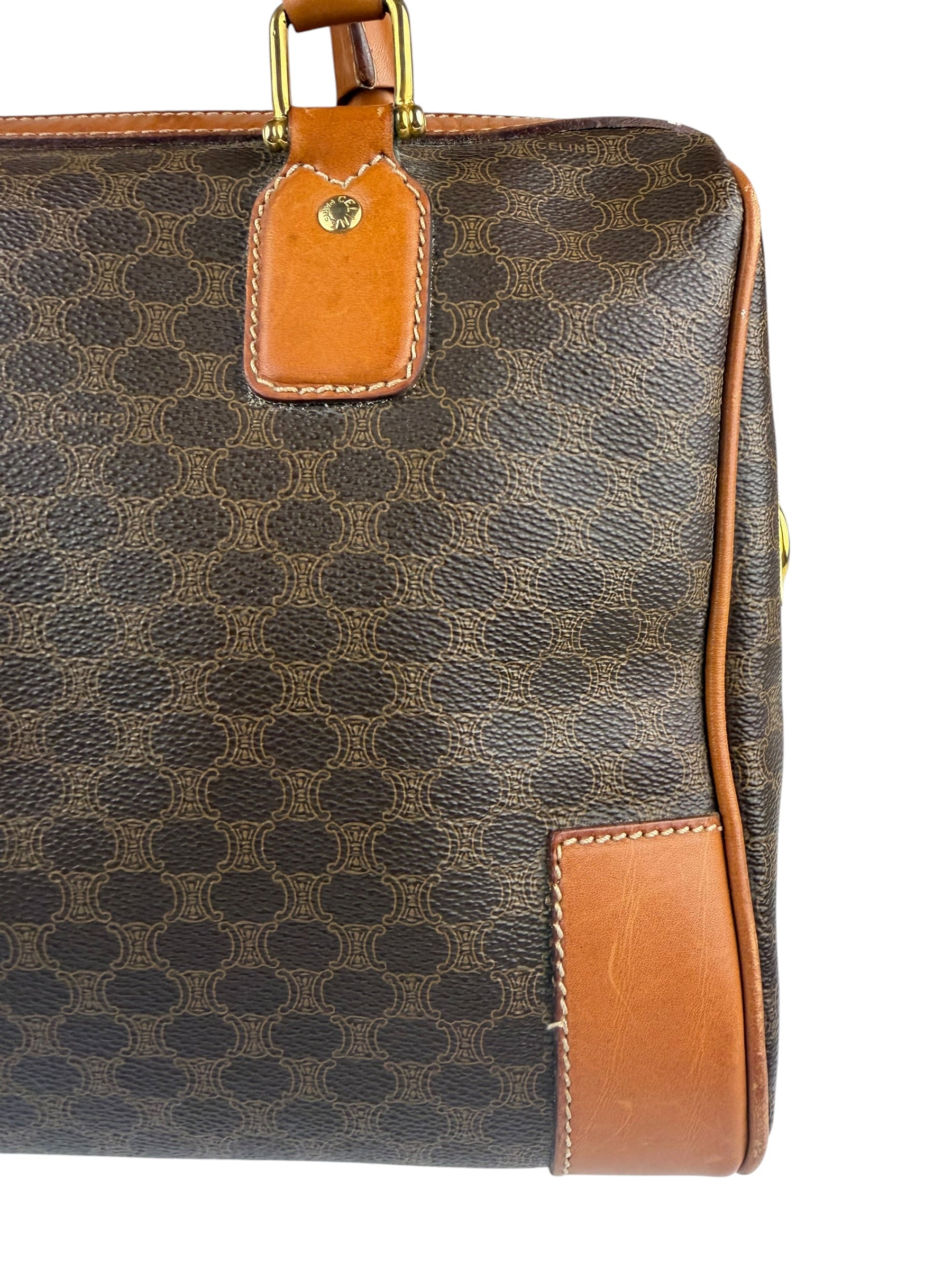 Celine Vintage Macadam Canvas Boston Bag