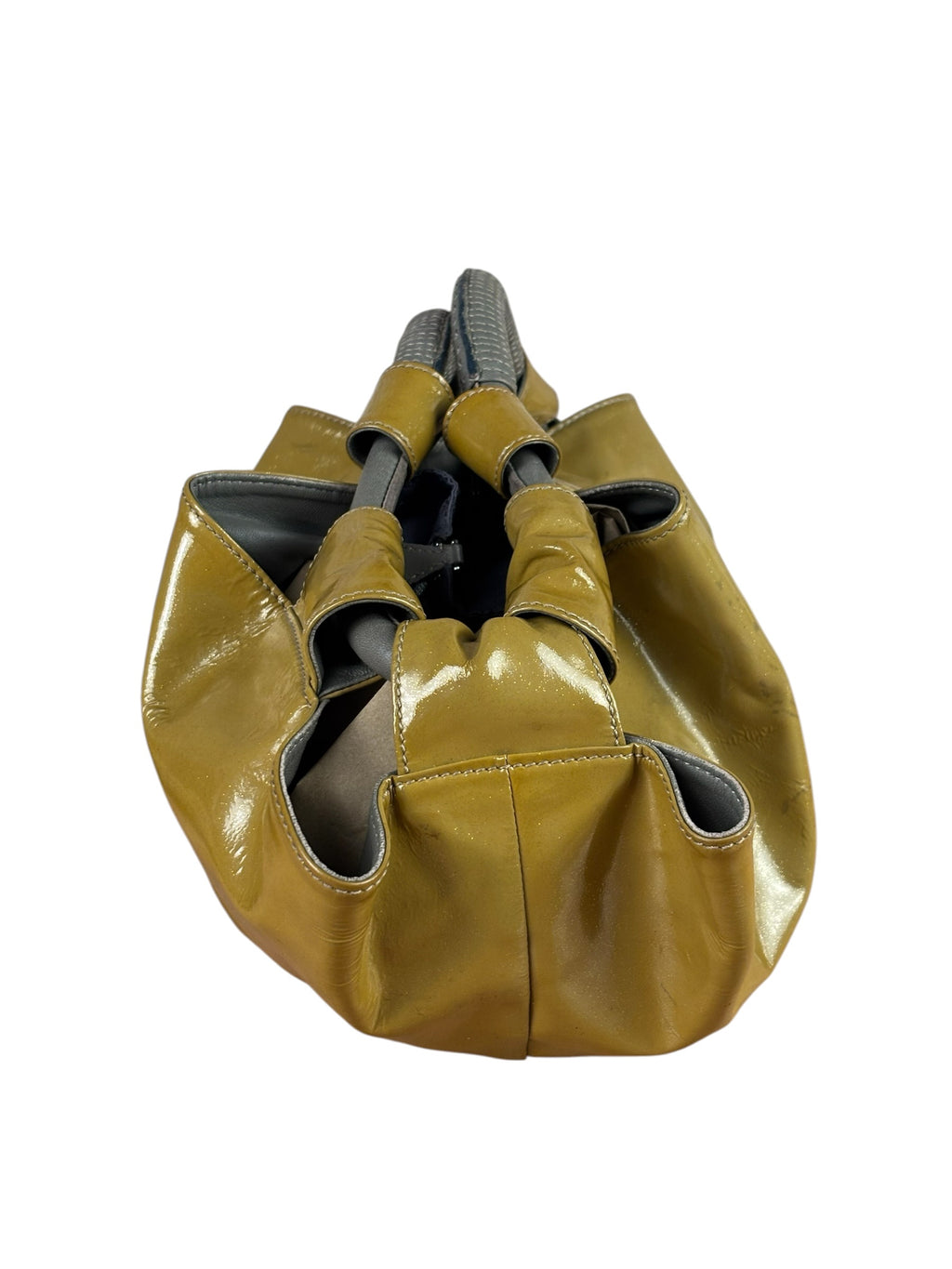 Loewe Anagram Patent Olive Leather Top Handle Bag
