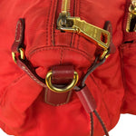 Prada Rosso Red Tessuto Nylon/Saffiano Leather Trim Shoulder Bag