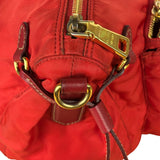 Prada Rosso Red Tessuto Nylon/Saffiano Leather Trim Shoulder Bag