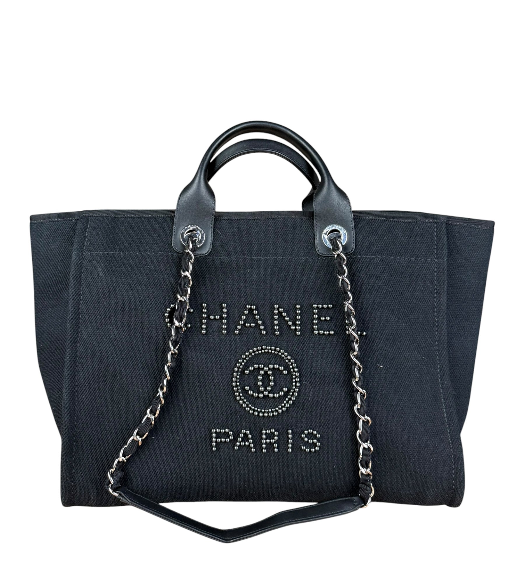 Chanel Black Canvas Pearl Deauville 2Way Tote 2019