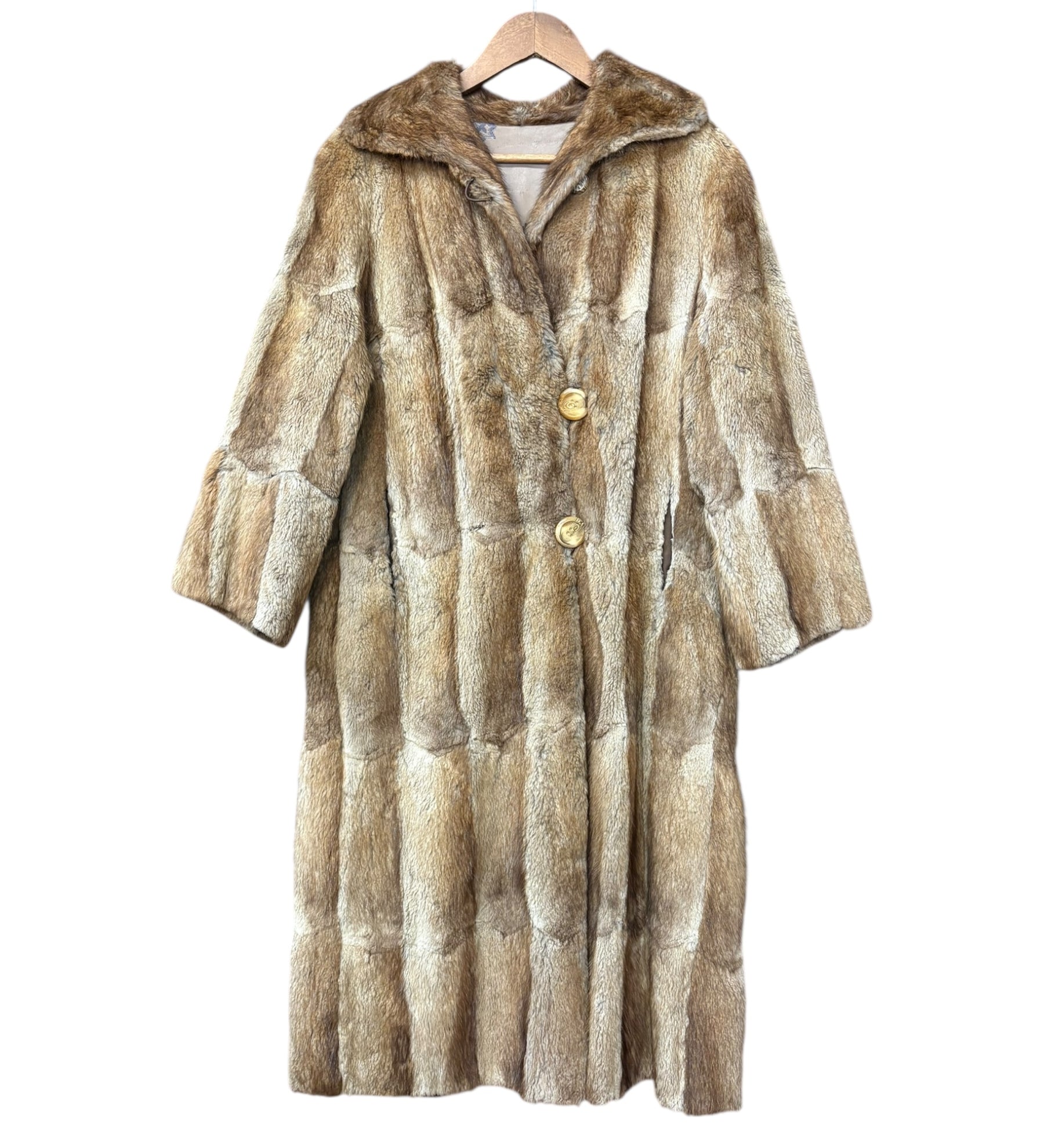 Vintage Multi Brown Long Fur Coat