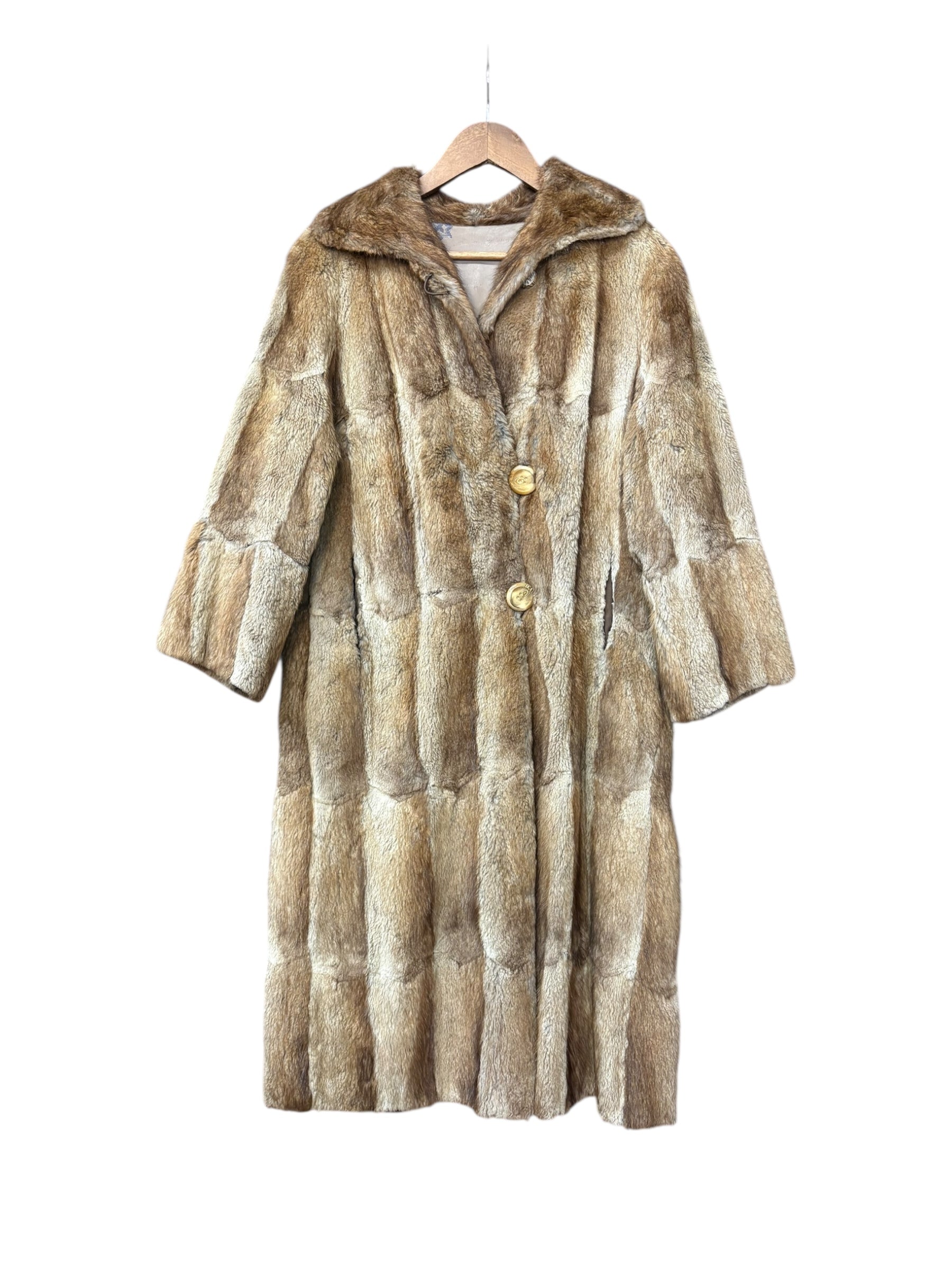 Vintage Multi Brown Long Fur Coat