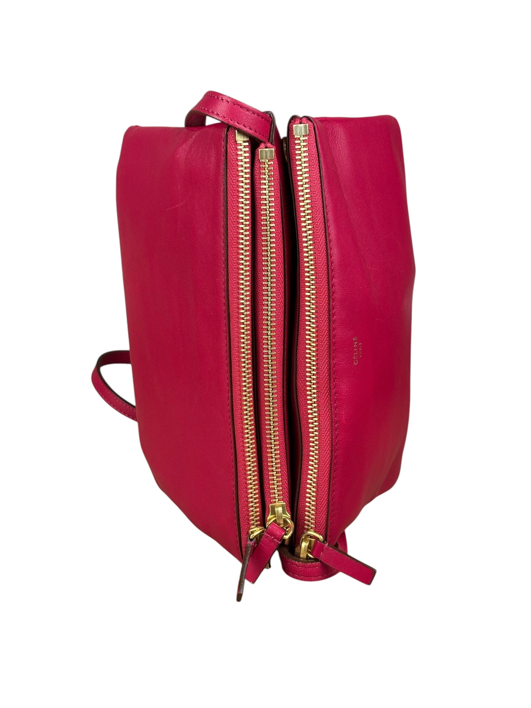 Celine Pink Leather Trio Crossbody Bag