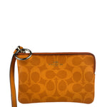 Coach Orange Leather Corner Zip Wristlet