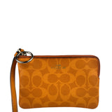 Coach Orange Leather Corner Zip Wristlet