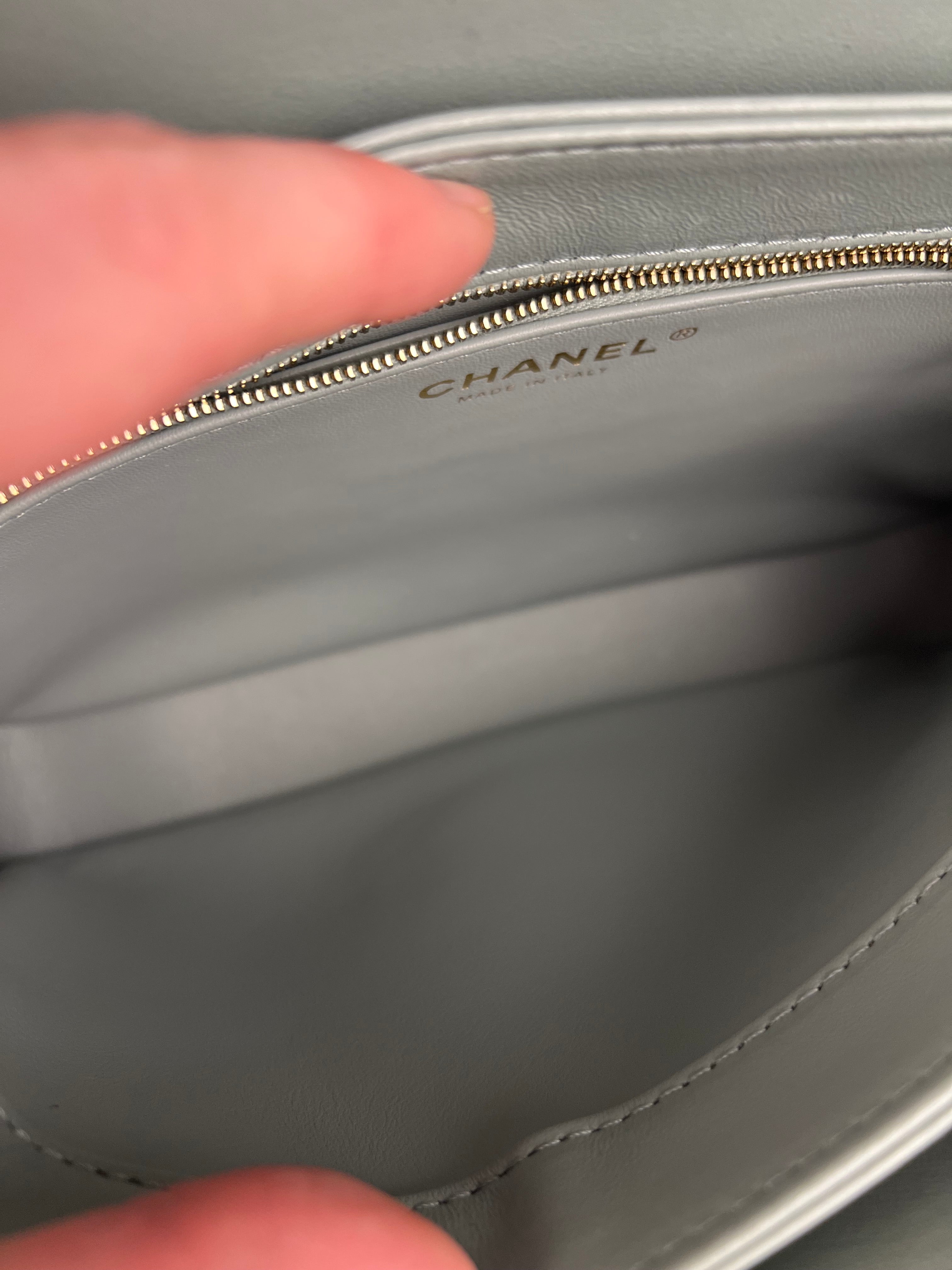 Chanel CC Trendy Blue Leather Flap Top Handle Bag