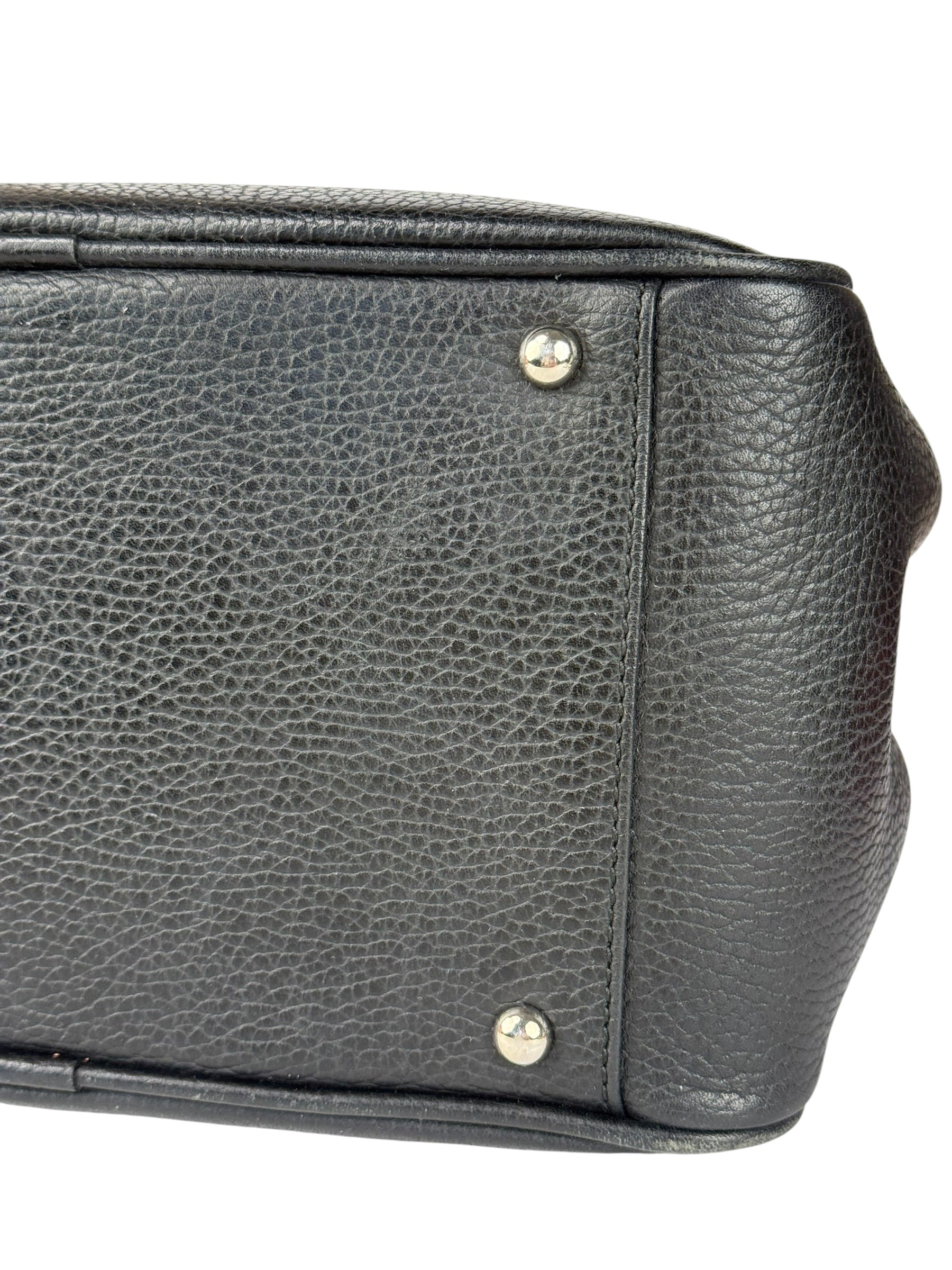 Burberry Black Pebbled Leather Tote Handbag