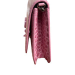 Balenciaga Pink Croc-Embossed Leather Chain B Wallet