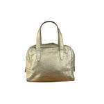 Yves Saint Laurent Gold Leather Embossed YSL Logo Handbag