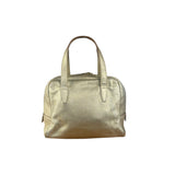 Yves Saint Laurent Gold Leather Embossed YSL Logo Handbag