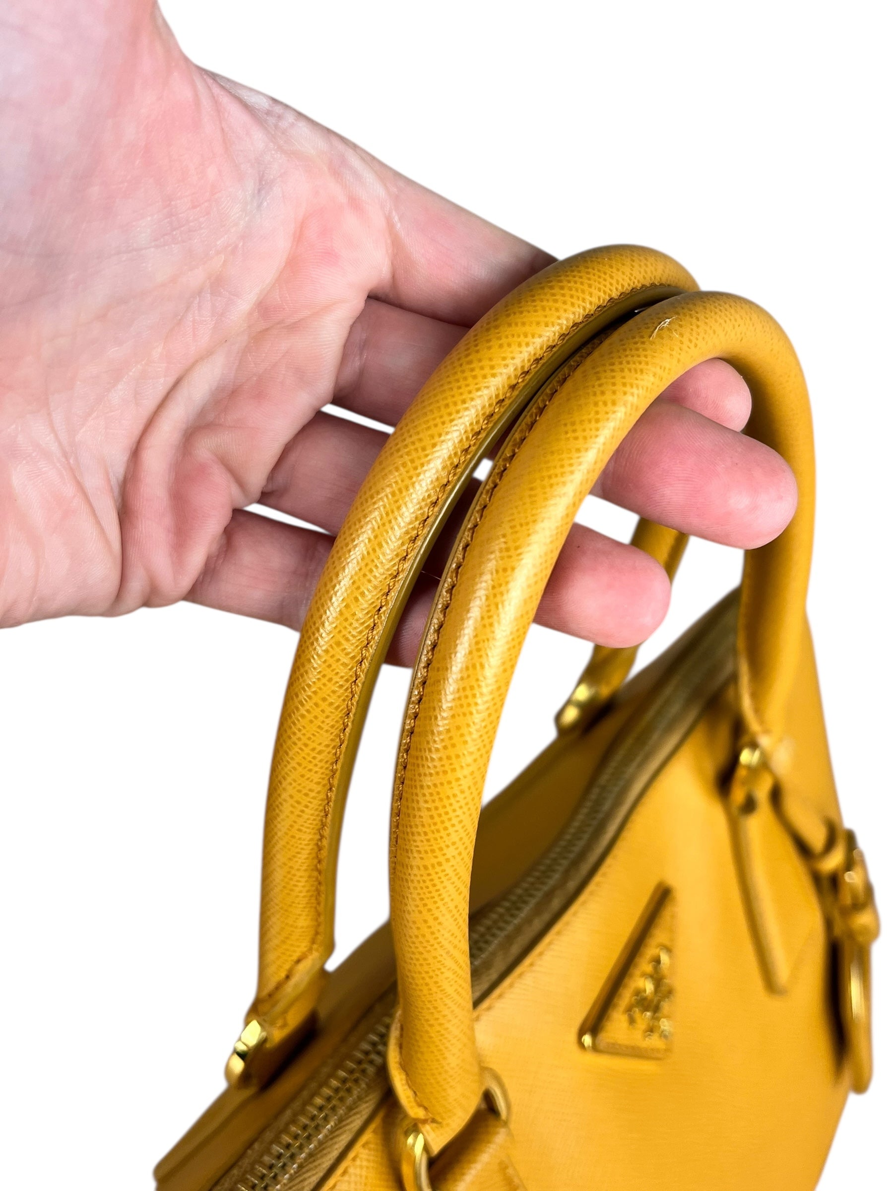 Prada Saffiano Promenade Handbag Mustard