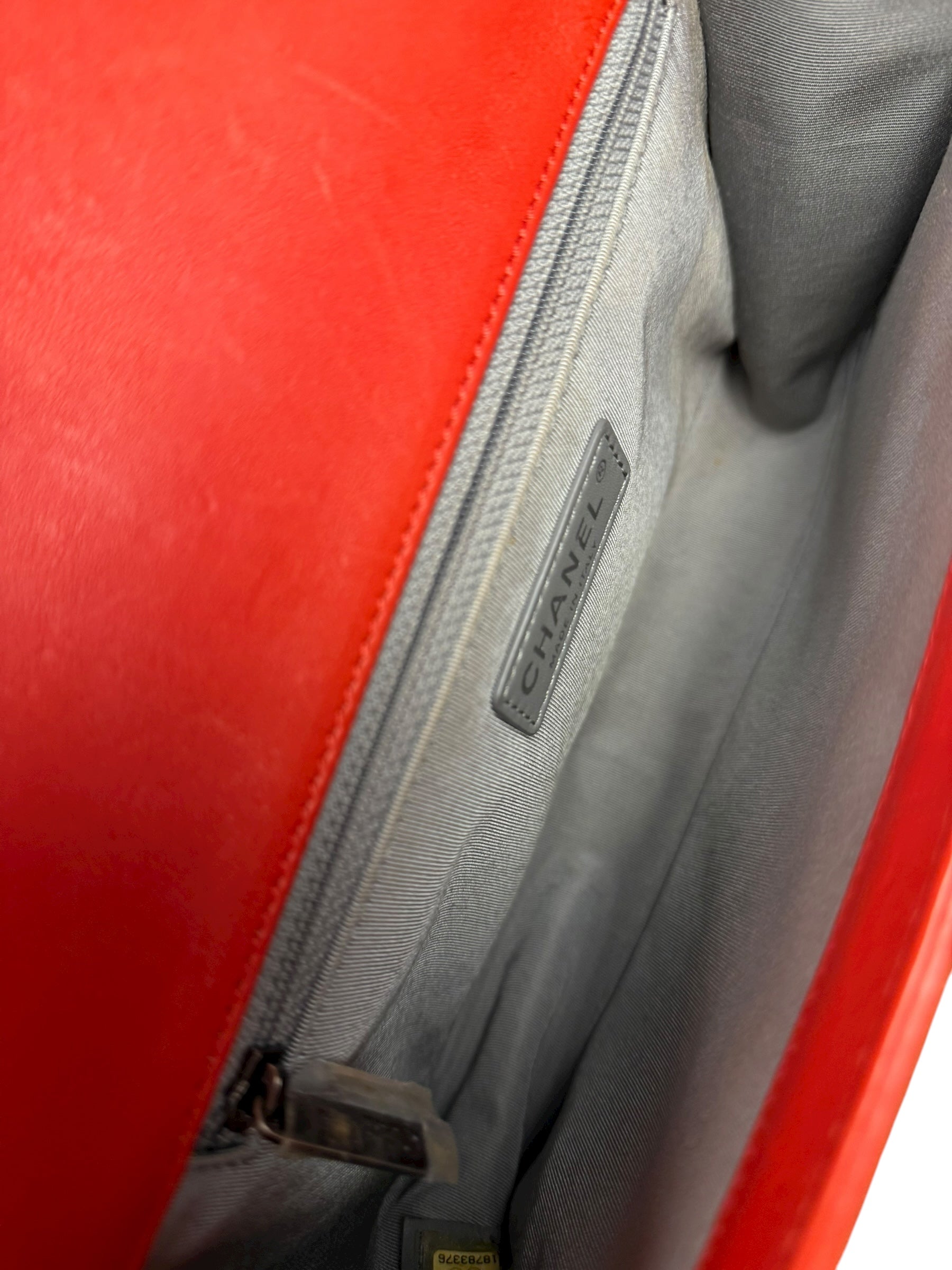 Chanel Quilted Stitch Red Leather Boy Bag 2014