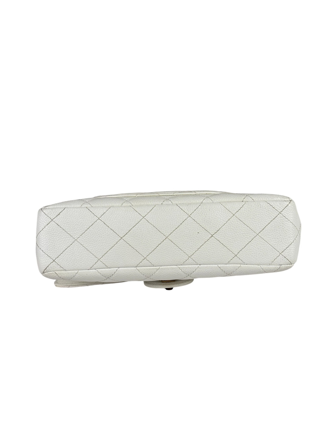 Chanel White Quilted Caviar Wooden M Flap 1999