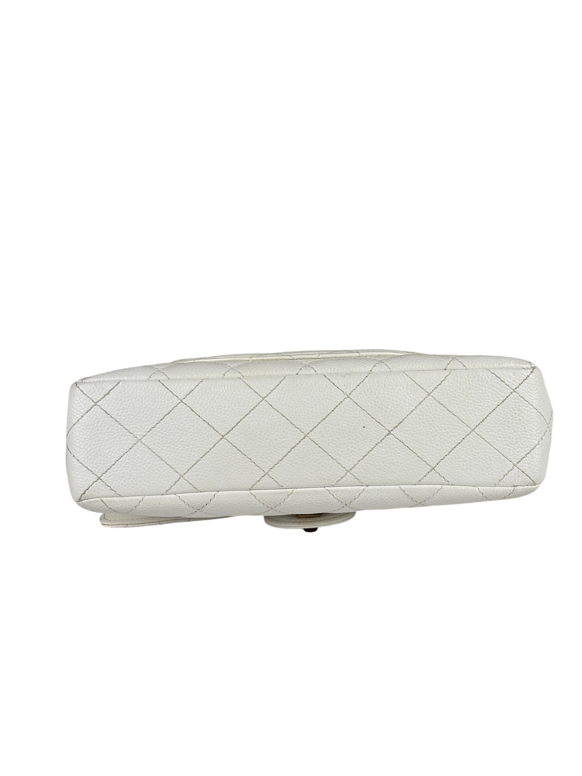 Chanel White Quilted Caviar Wooden M Flap 1999