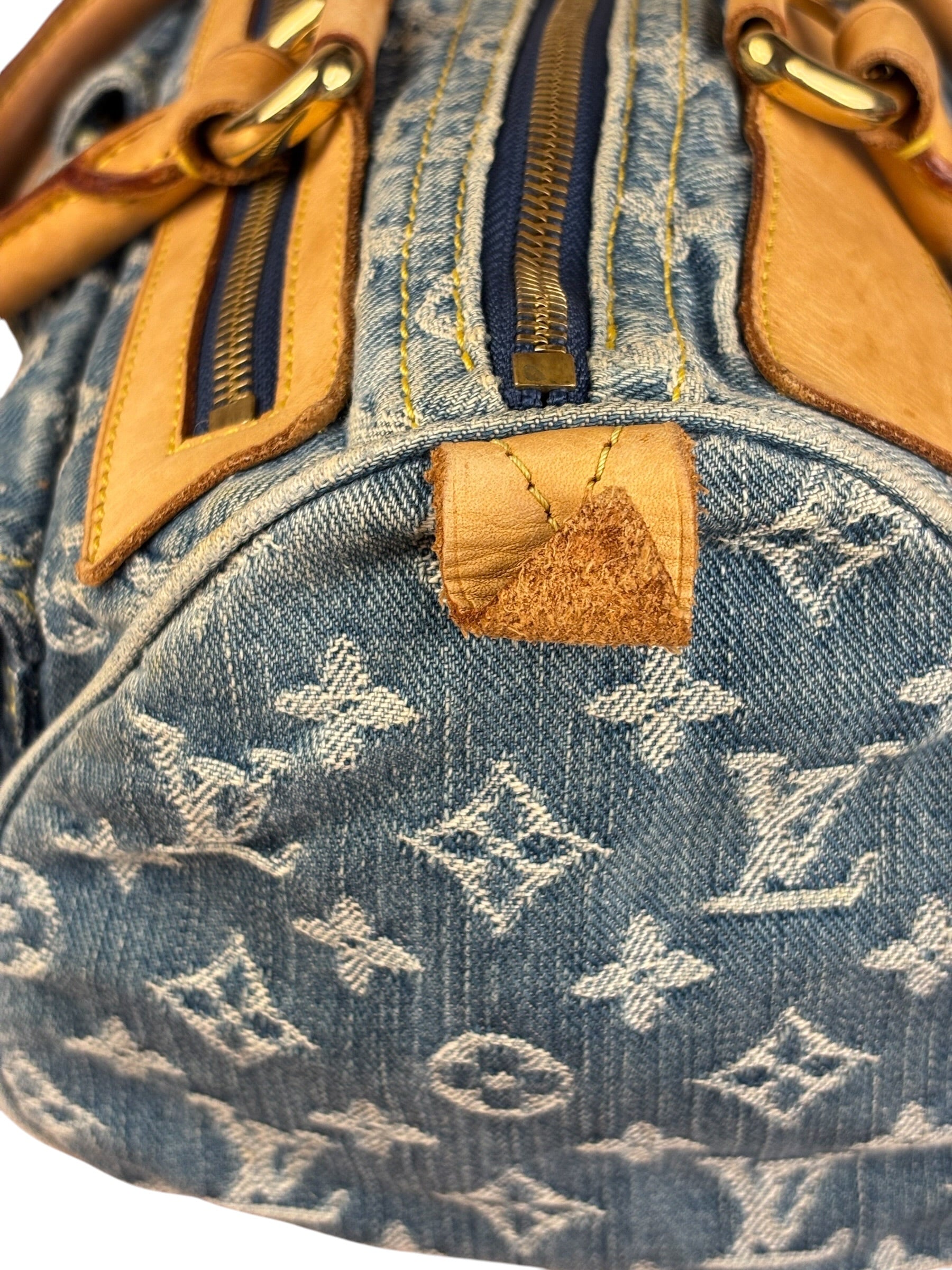 Louis Vuitton Vintage Denim Leather Trim Monogram Neo Speedy 30