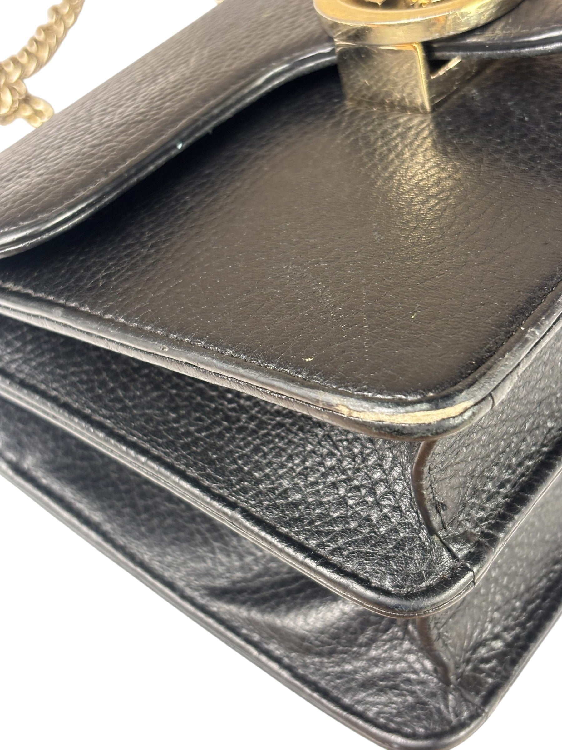 Gucci Black Leather G Interlocking Small Chain Shoulder Bag