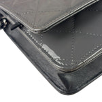 Chanel Grey Quilted Patent Leather Wallet-On-Chain 2012