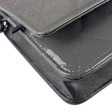 Chanel Grey Quilted Patent Leather Wallet-On-Chain 2012