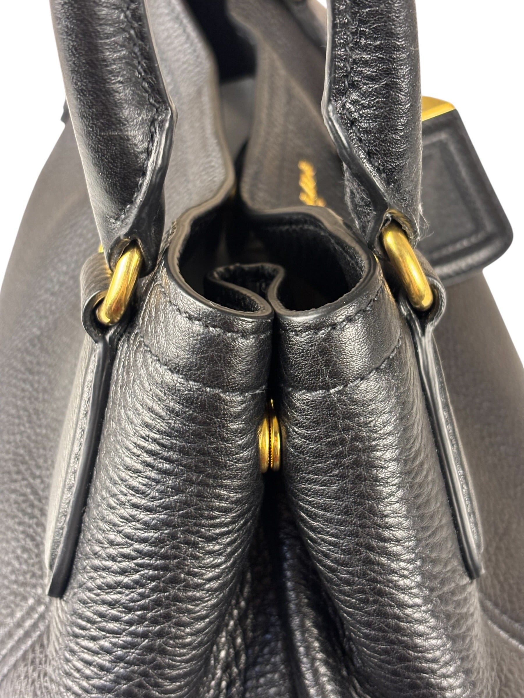 Prada Black Leather Vitello Daino 2Way Handbag