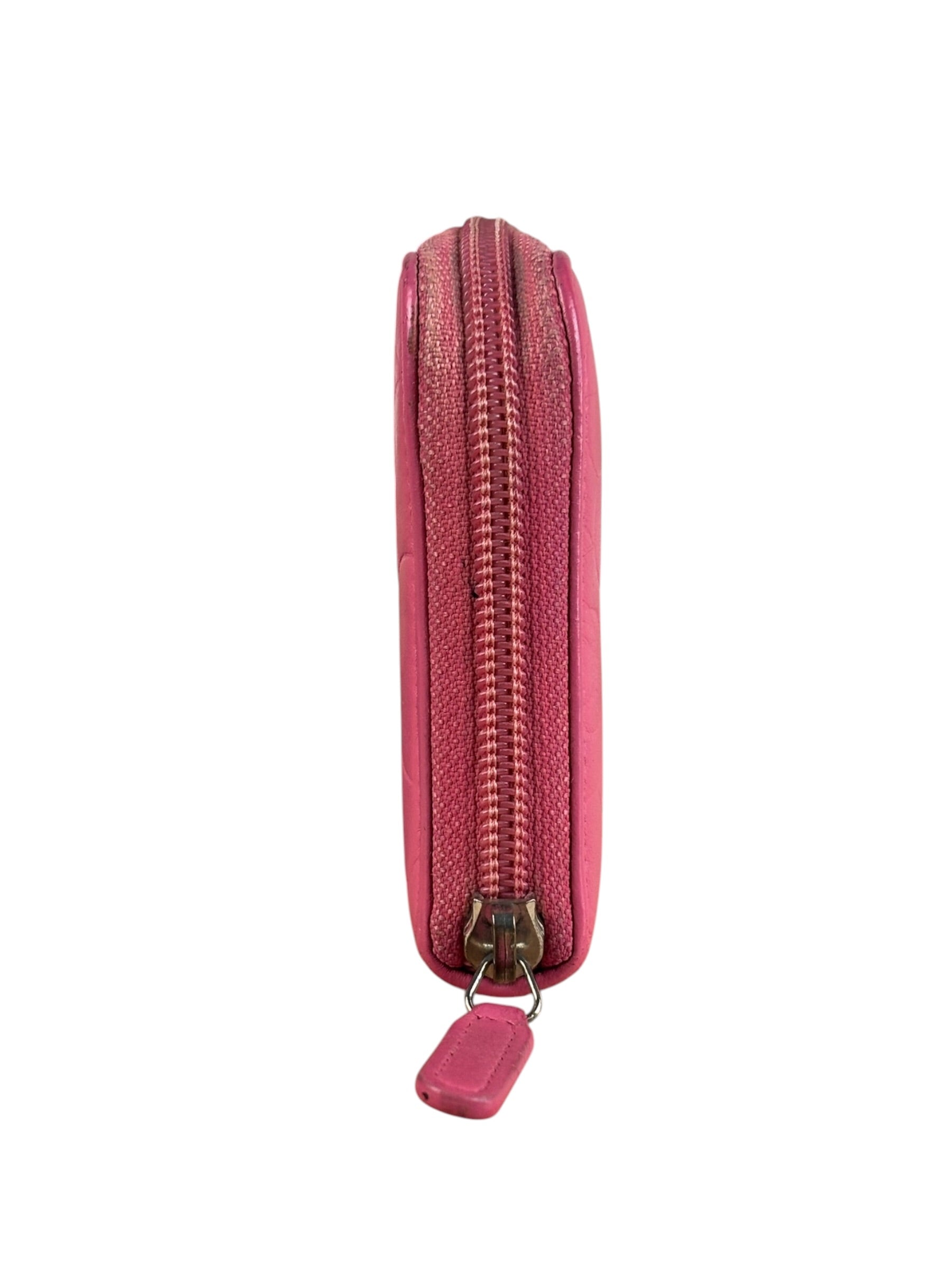 Chanel Pink Camellia Embossed Leather Zip-Around Wallet 2012
