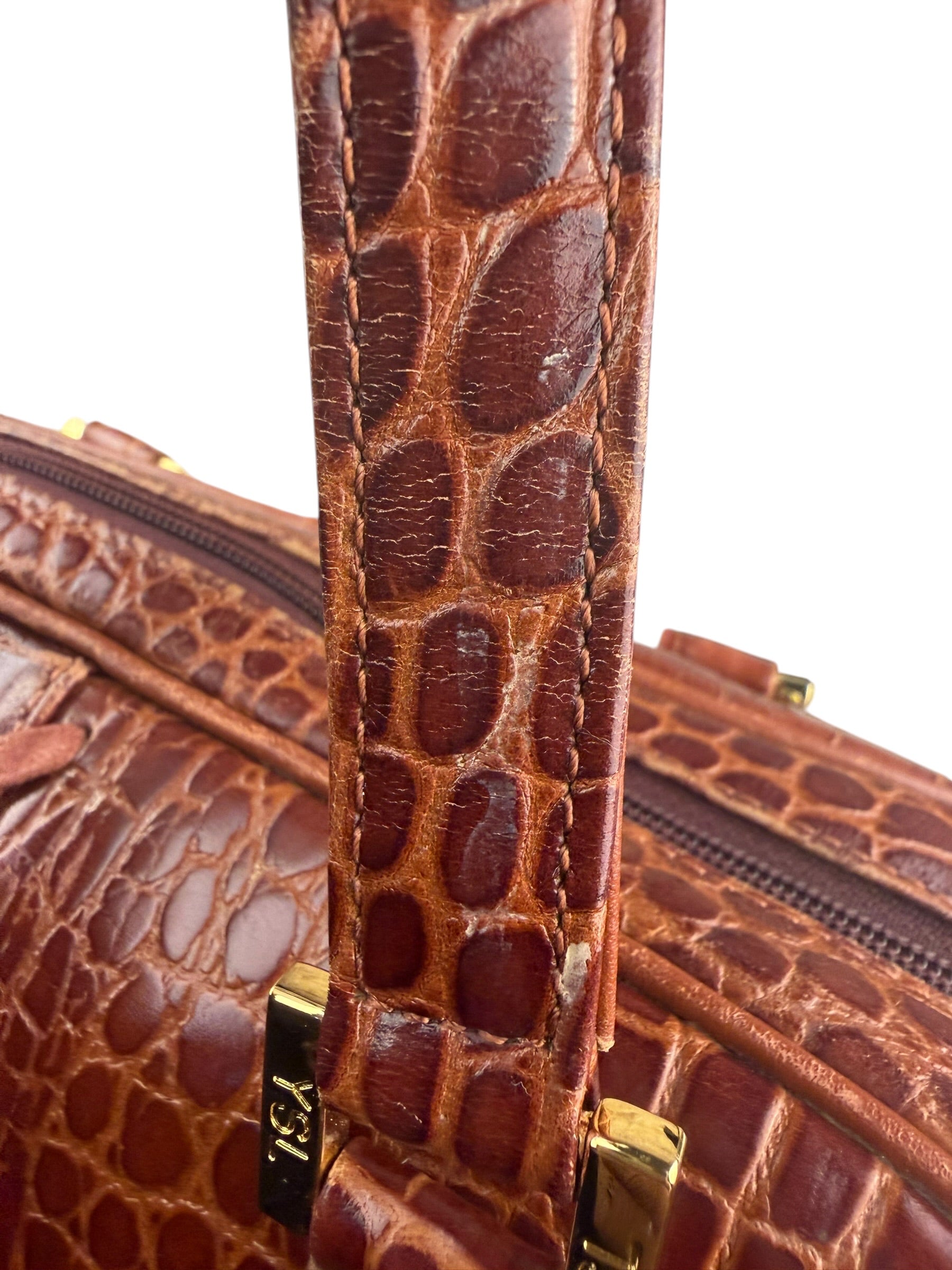 Yves Saint Laurent Vintage Croc-Embossed Leather Handbag