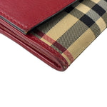 Burberry Red Leather House Check Continental Long Wallet