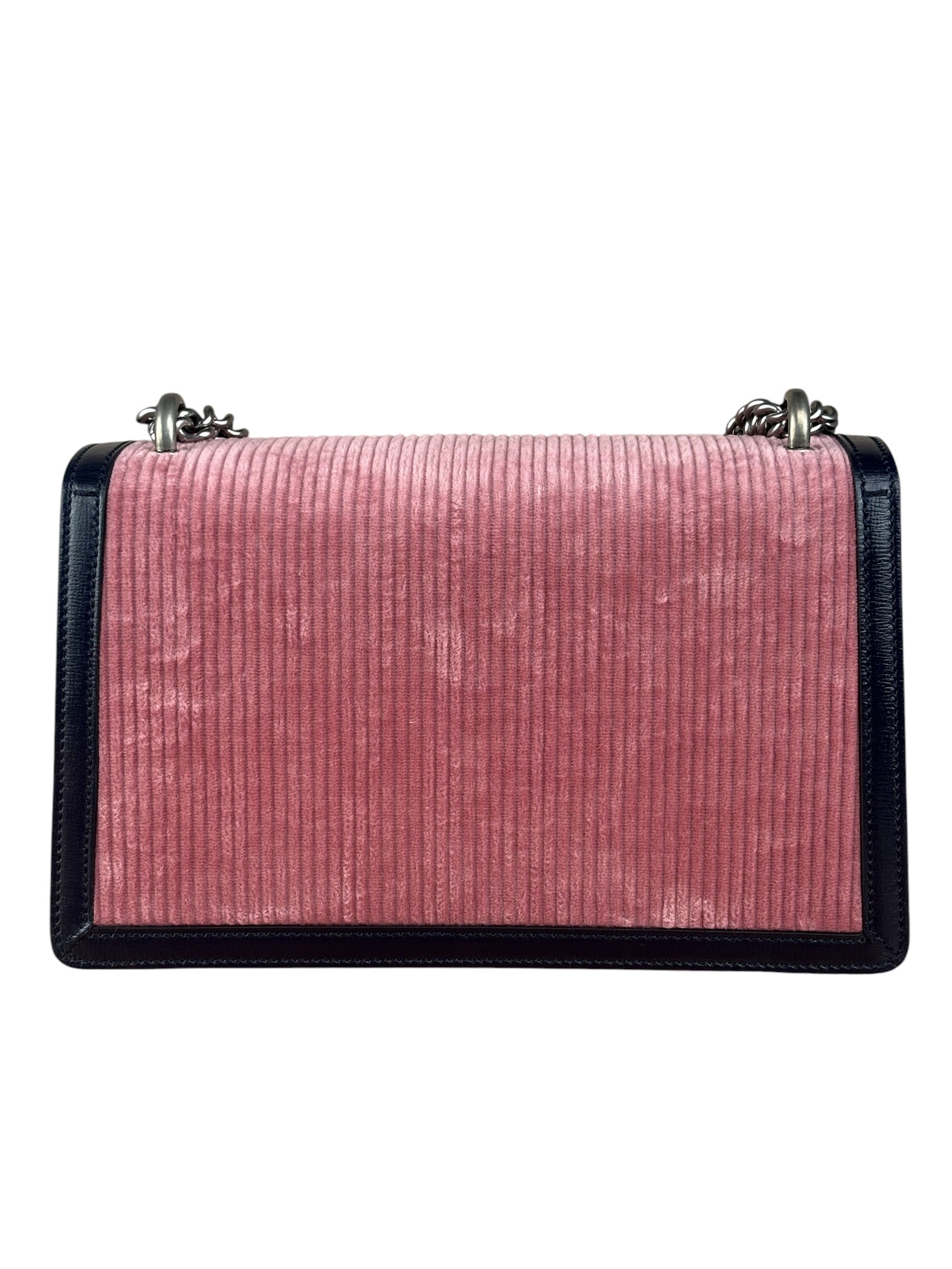 Gucci Pink Leather Trim Dionysus Corduroy Shoulder Bag