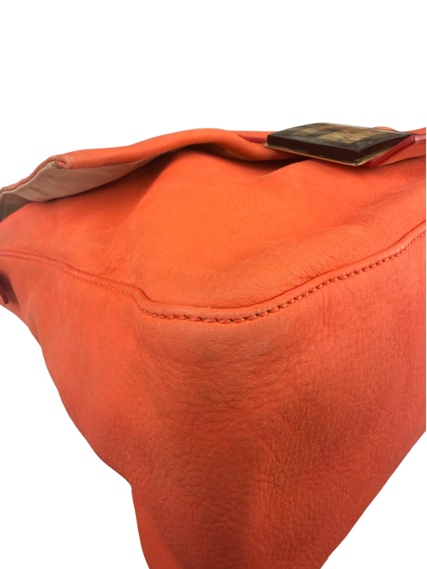 Fendi Vintage Peachy Suede/Leather Forever Flap Mamma Baguette