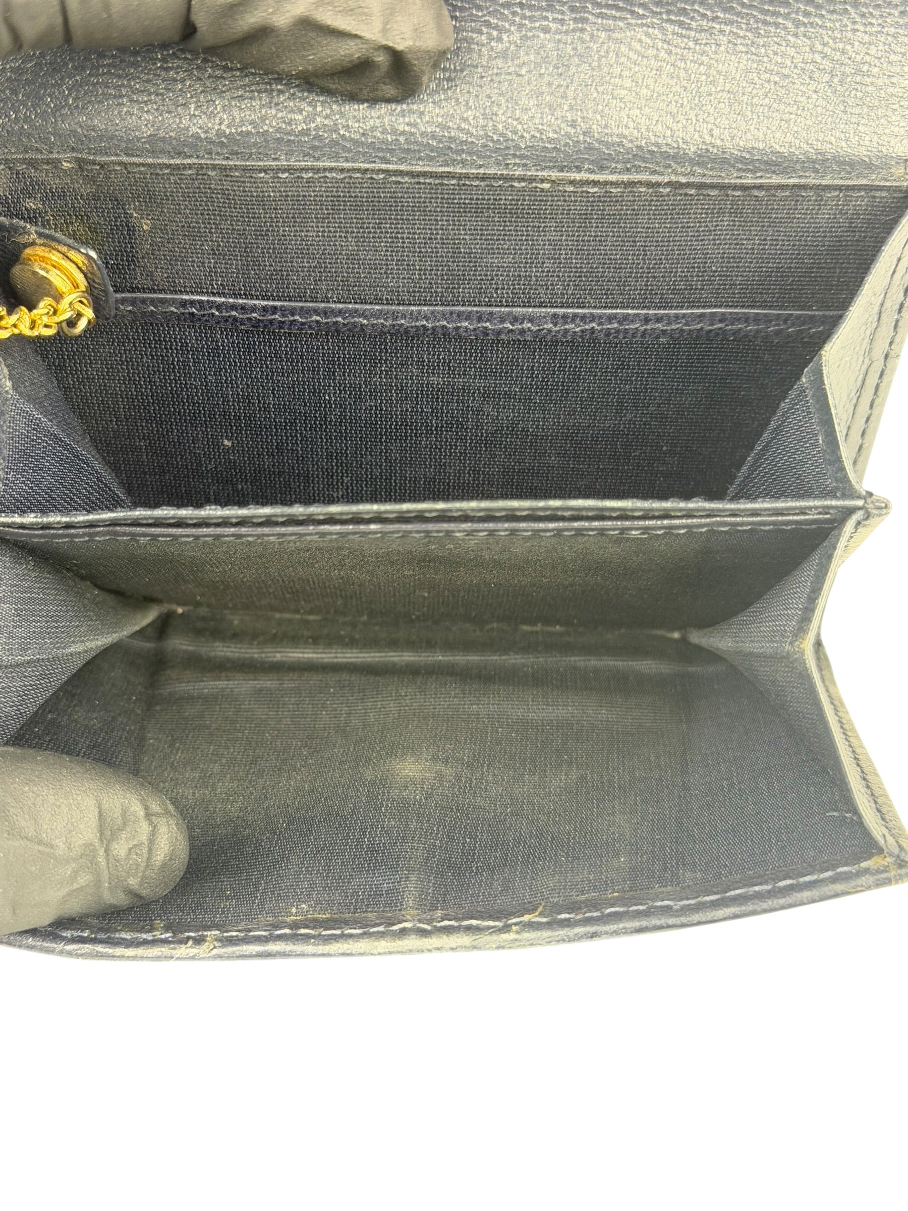 Givenchy Vintage Navy Blue Leather Compact Emblem Wallet 4G