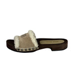 Miu Miu Suede Lining Dyed Sheep Fur Wooden Sandals