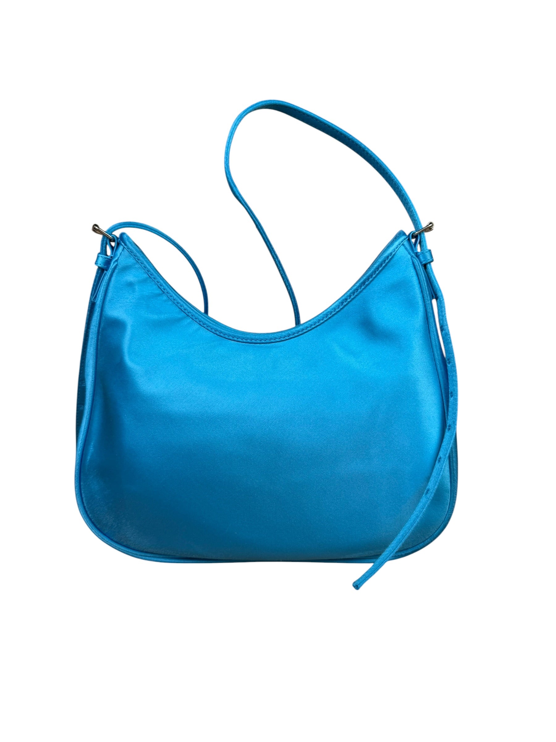 Balenciaga Blue Satin/Leather Trim Leopolda Small Hobo Bag
