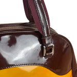 Prada Vintage Yellow/Burgundy Patent Leather Bowler Shoulder Bag