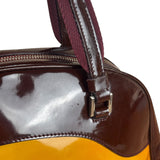 Prada Vintage Yellow/Burgundy Patent Leather Bowler Shoulder Bag