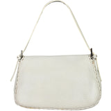 Fendi White Leather Selleria Baguette