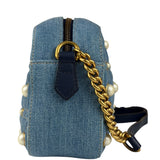 Gucci Blue Denim GG Marmont Pearl Camera Bag