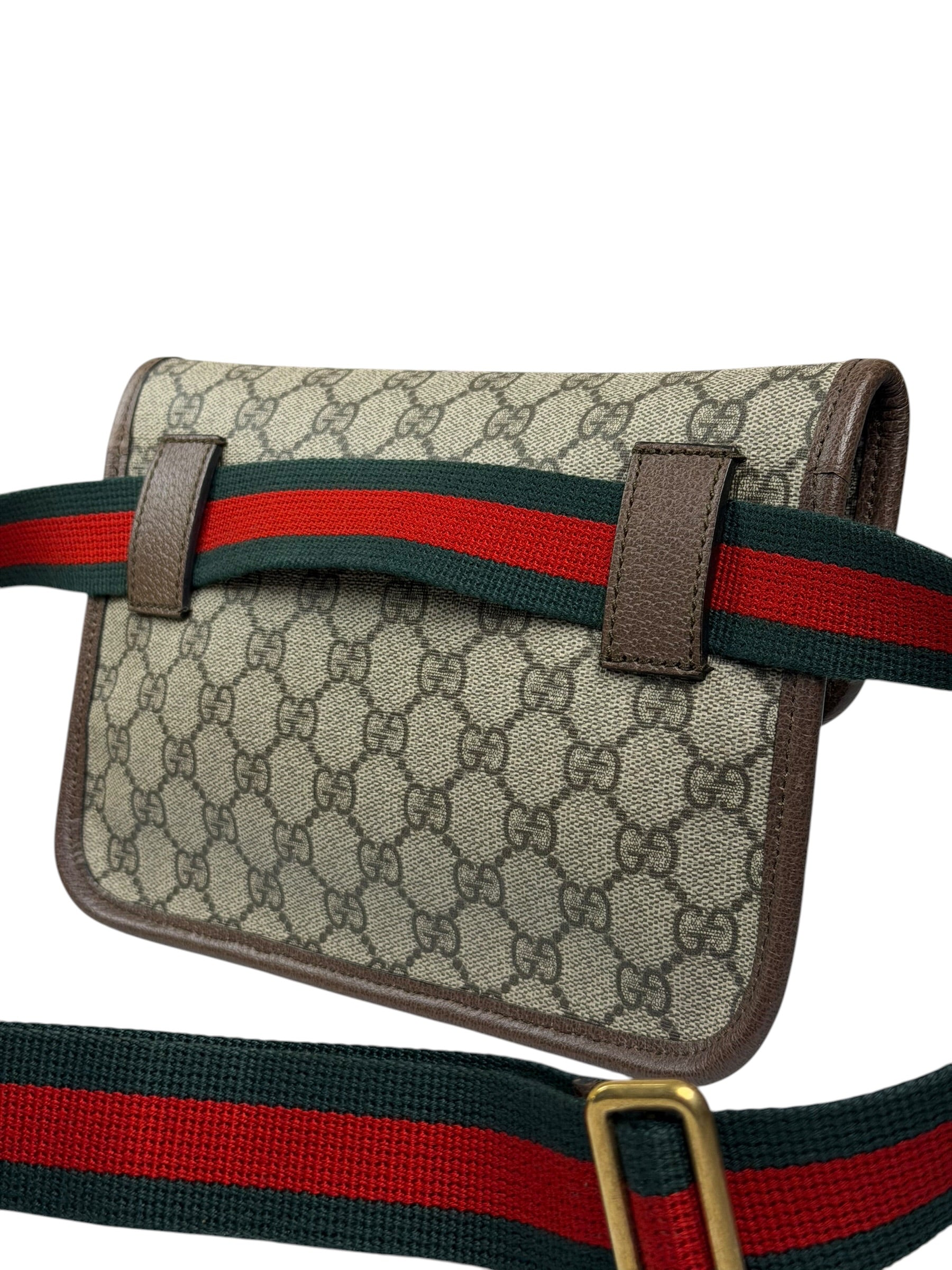 Gucci Vintage Brown Leather Trim Neo Supreme Belt Bag