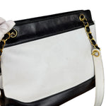 Chanel Vintage Black/White Leather CC Chain Tote '89-'91