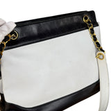Chanel Vintage Black/White Leather CC Chain Tote '89-'91