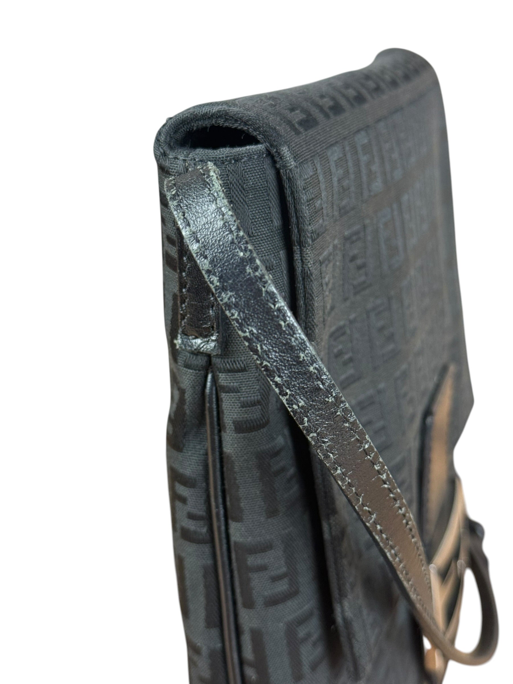 Fendi Black Zucchino Messenger Crossbody Bag