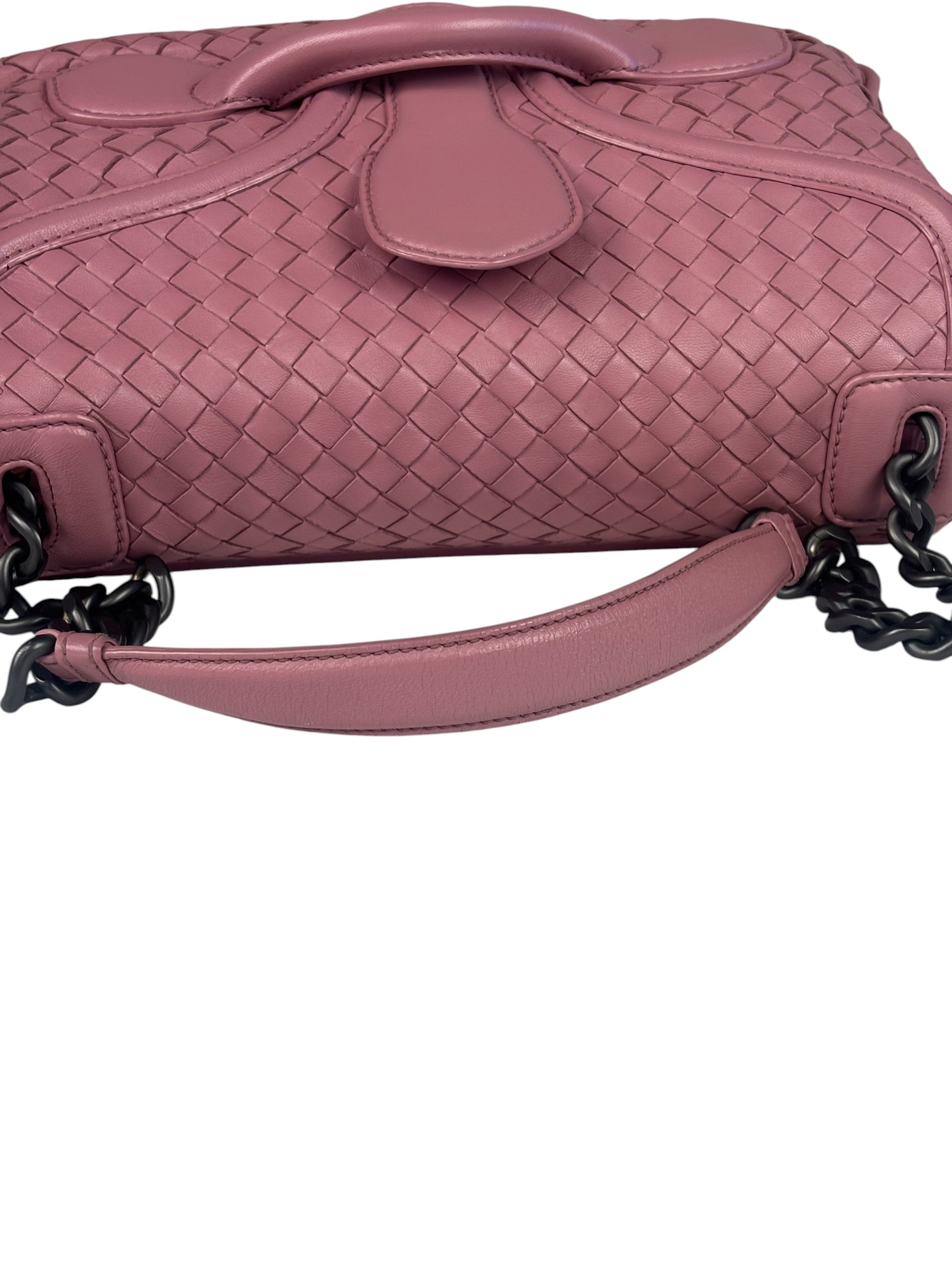 Bottega Veneta Purple Leather Rialto Intrecciato Shoulder Bag