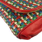 Fendi Colorblock Leather Woven Shoulder Bag